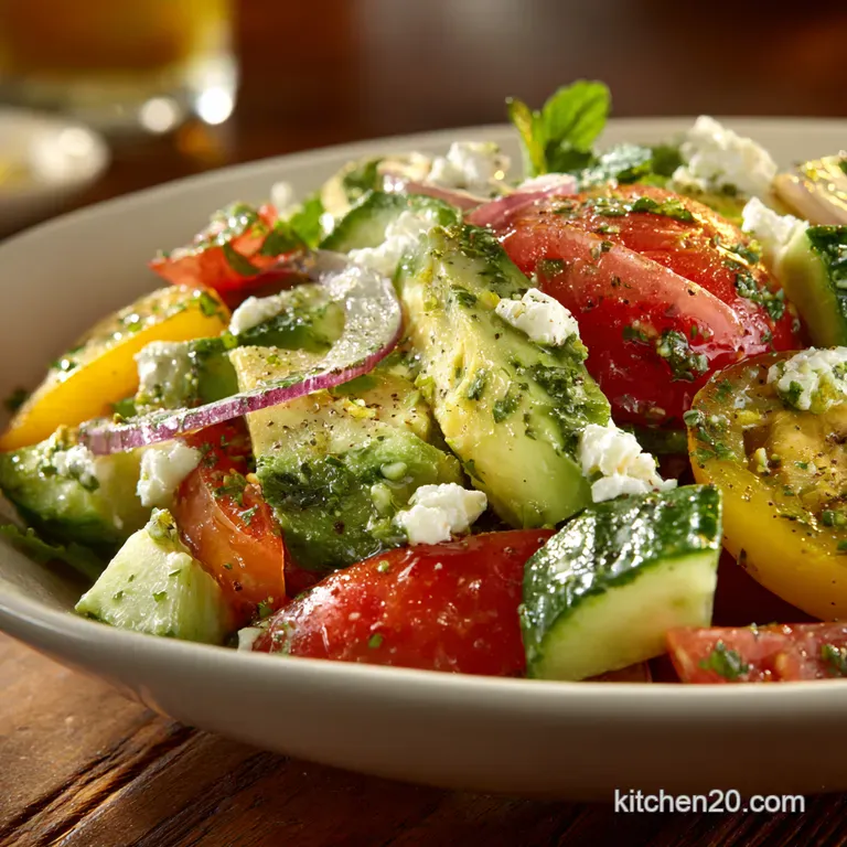 The Mediterranean Sunshine Salad Tomato Cucumber Avocado
