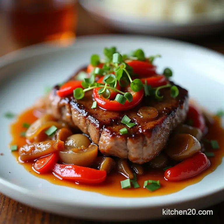 The Proper Plate Sizzling Shanghai Pepper Steak with Crunchy Peppers and Caramelised Onions