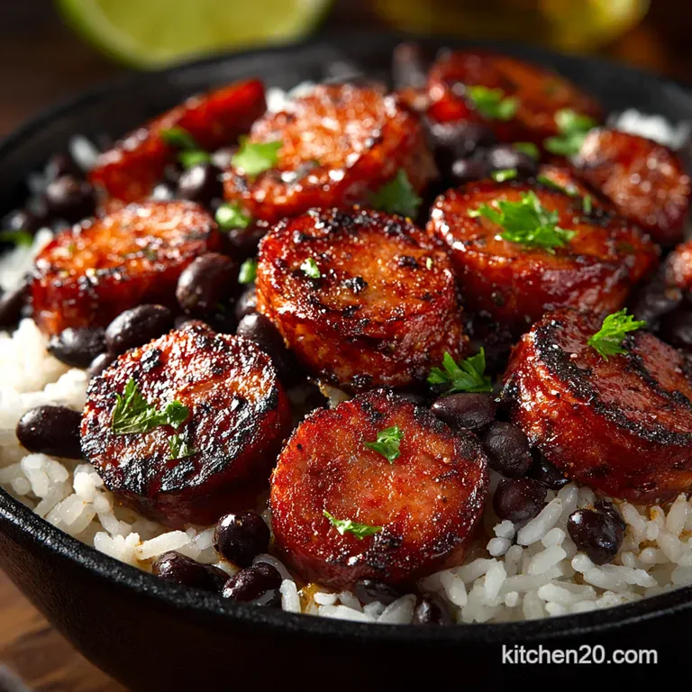 The Ultimate Smoked Sausage and Black Bean Rice Bowl presentation