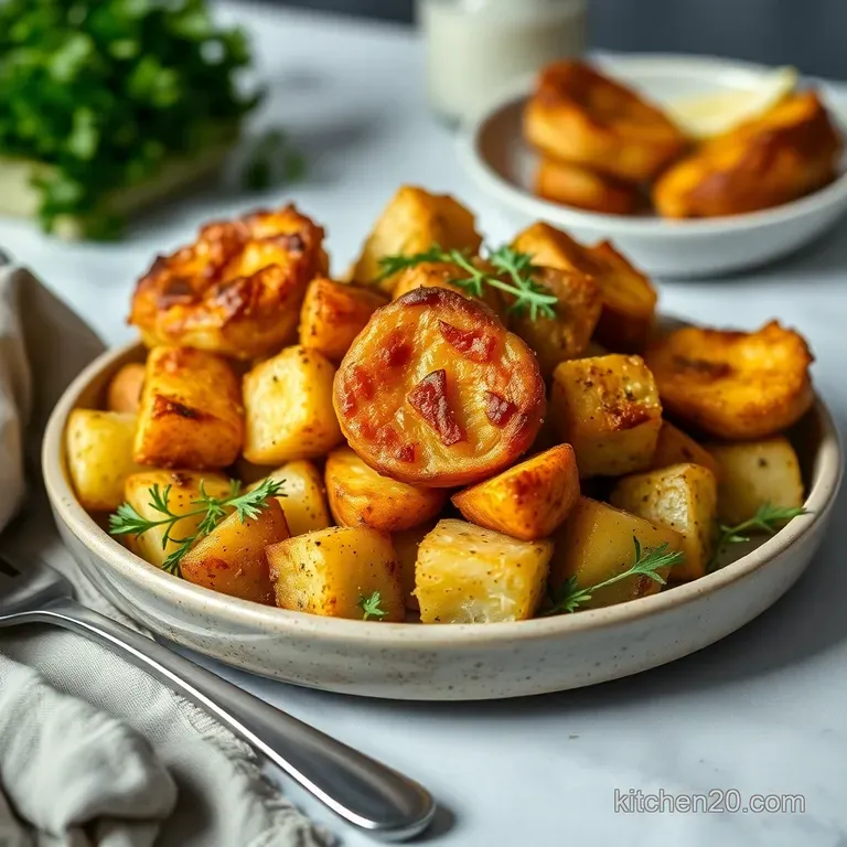 The Ultimate Sunday Roast: Beef Crispy Potatoes & Yorkshire Puddings presentation