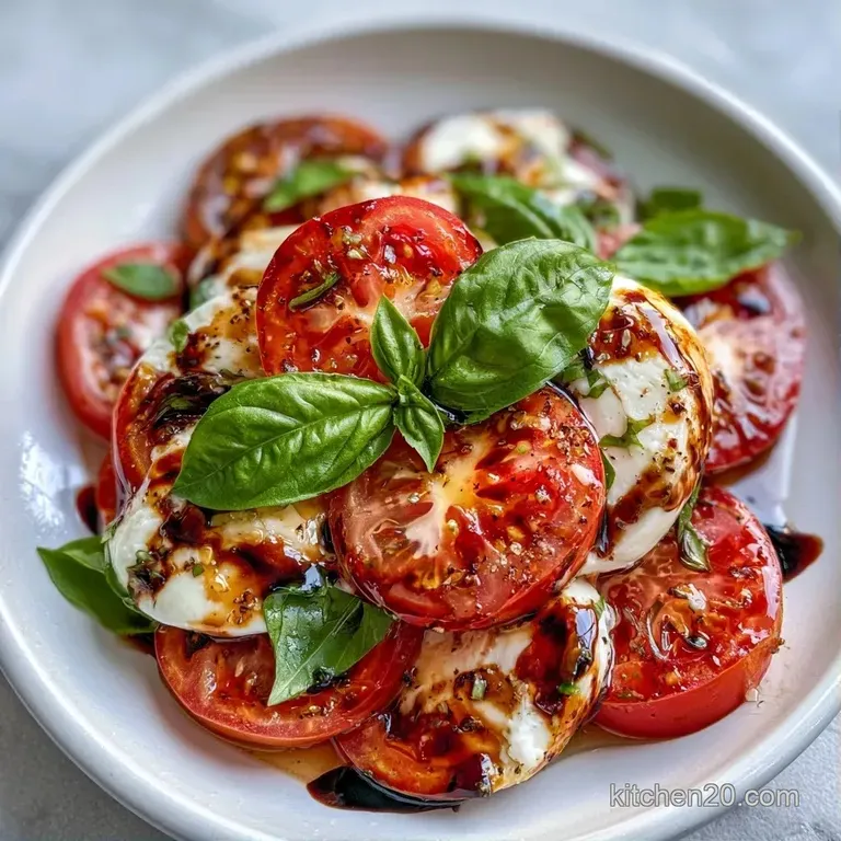 Alternating slices of red tomatoes and creamy white mozzarella on a platter with fresh green basil leaves.