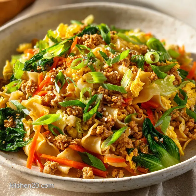 A scoop of savory ground turkey mixture artfully arranged on a plate, sprinkled with sesame seeds and sliced green onions.