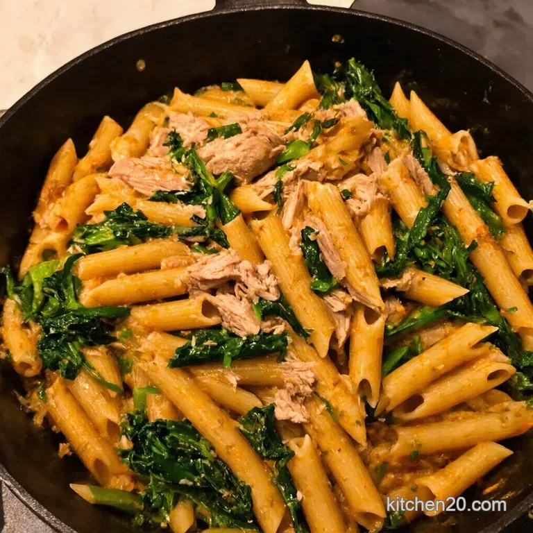 Turkey Greens Skillet Pasta a Comfort Food Champion presentation