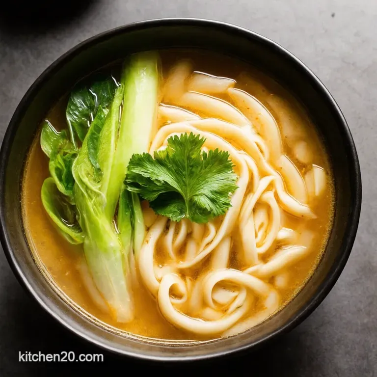 Udon Soup with Bok Choy and Poached Egg