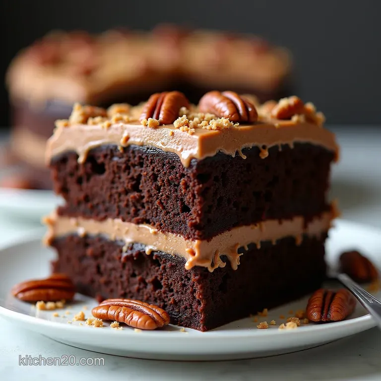 The Ultimate Decadent German Chocolate Cake with Rich Gooey Pecan Frosting
