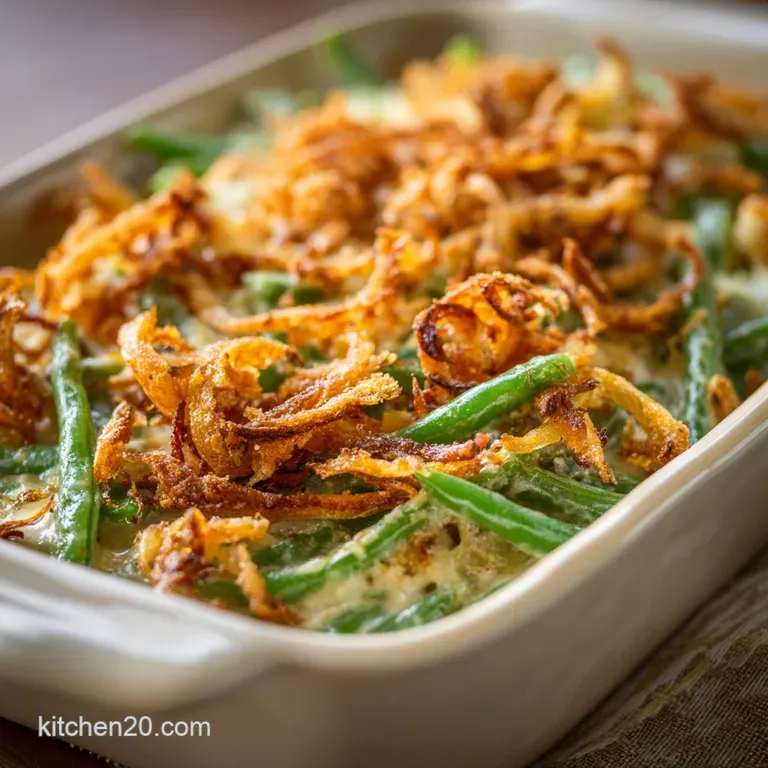 Green Bean Casserole: the Grown-Up Version with Homemade Cream Sauce presentation