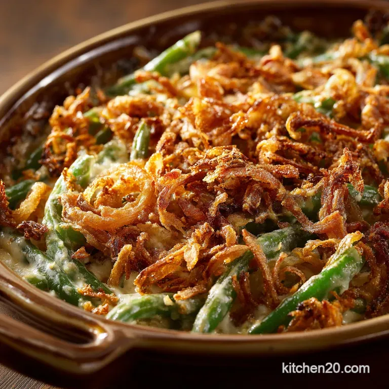Green Bean Casserole: the Ultimate Recipe with Homemade Mushroom Sauce presentation