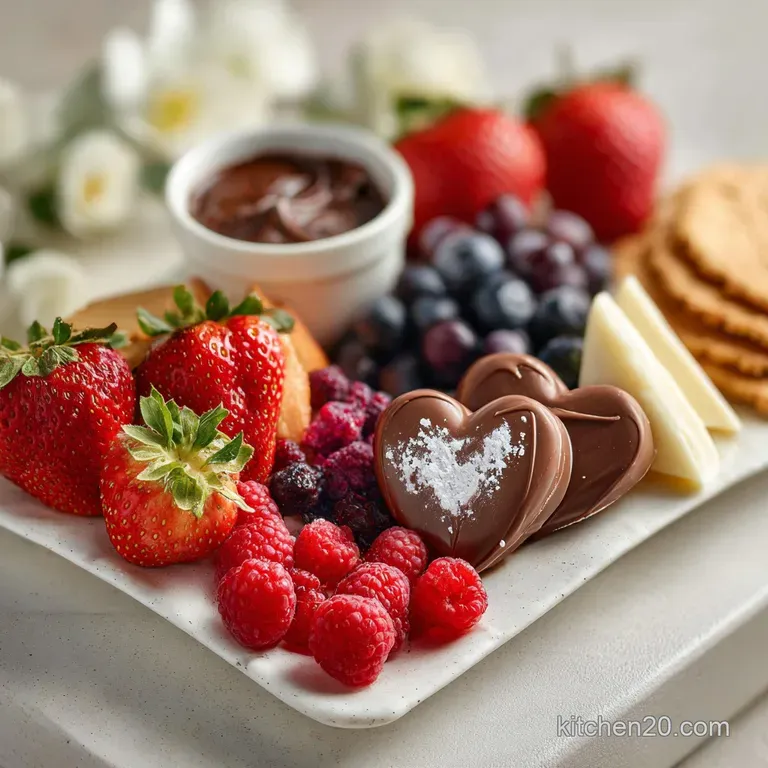 Valentine Snack Board with Chocolate and Fruit