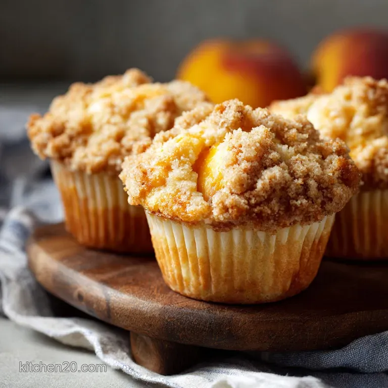 Vanilla Peach Muffins Summer Crumb Muffins with Real Vanilla Bean presentation
