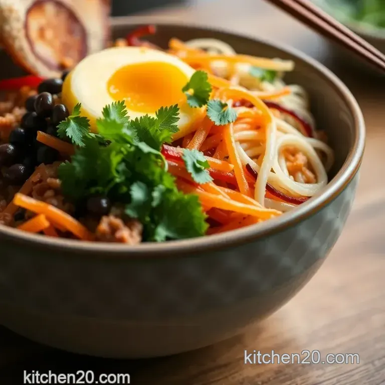 Vibrant Veggie & Beef Bibimbap presentation