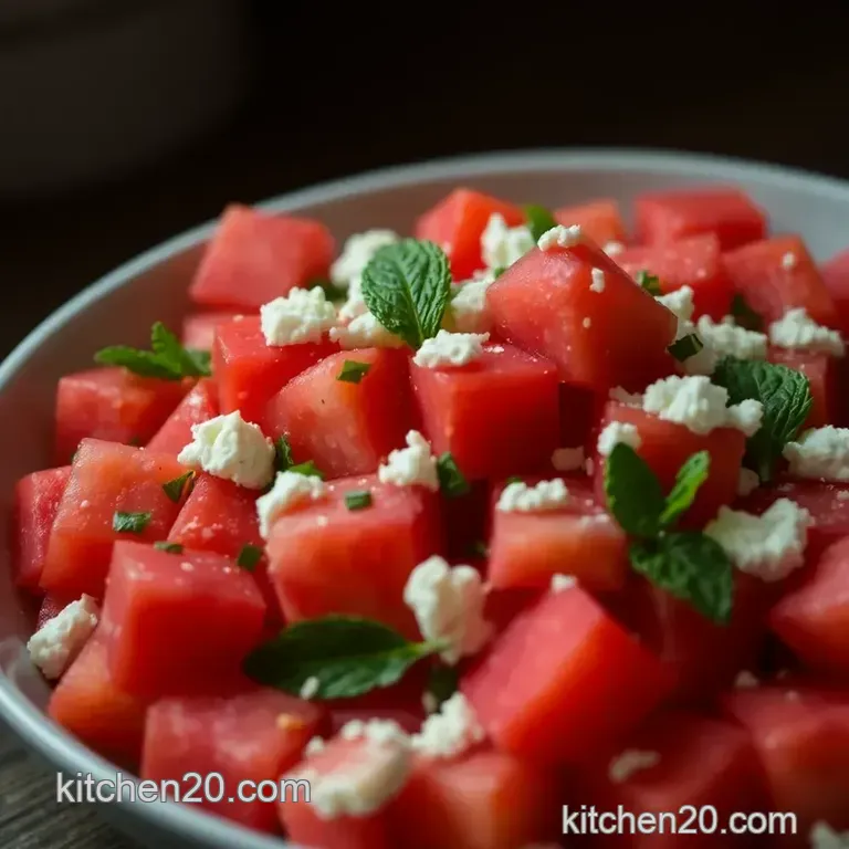 Watermelon Feta Mint Salad presentation