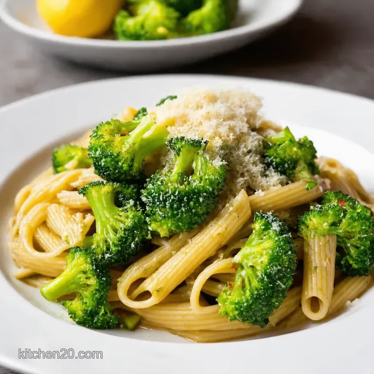 Zesty Lemony Broccoli Pasta Sunshine on a Plate presentation