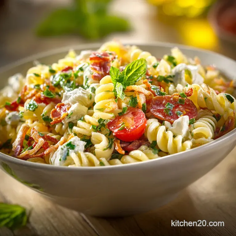 Pasta Salad with Zesty Lemon-Herb Vinaigrette (Easy Mediterranean) presentation