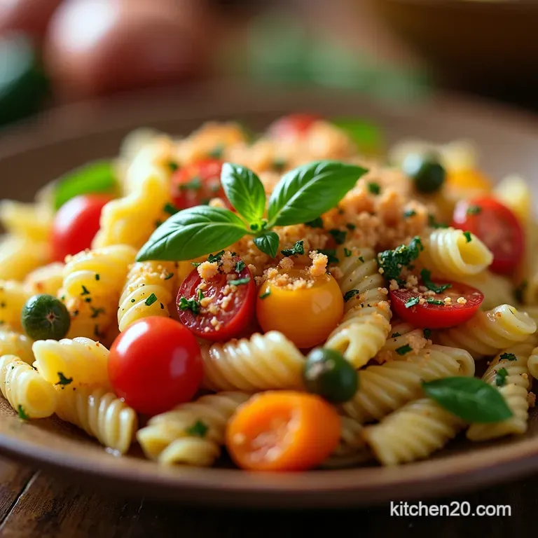 Sunkissed Mediterranean Pasta Salad with the Zesty Secret Weapon presentation